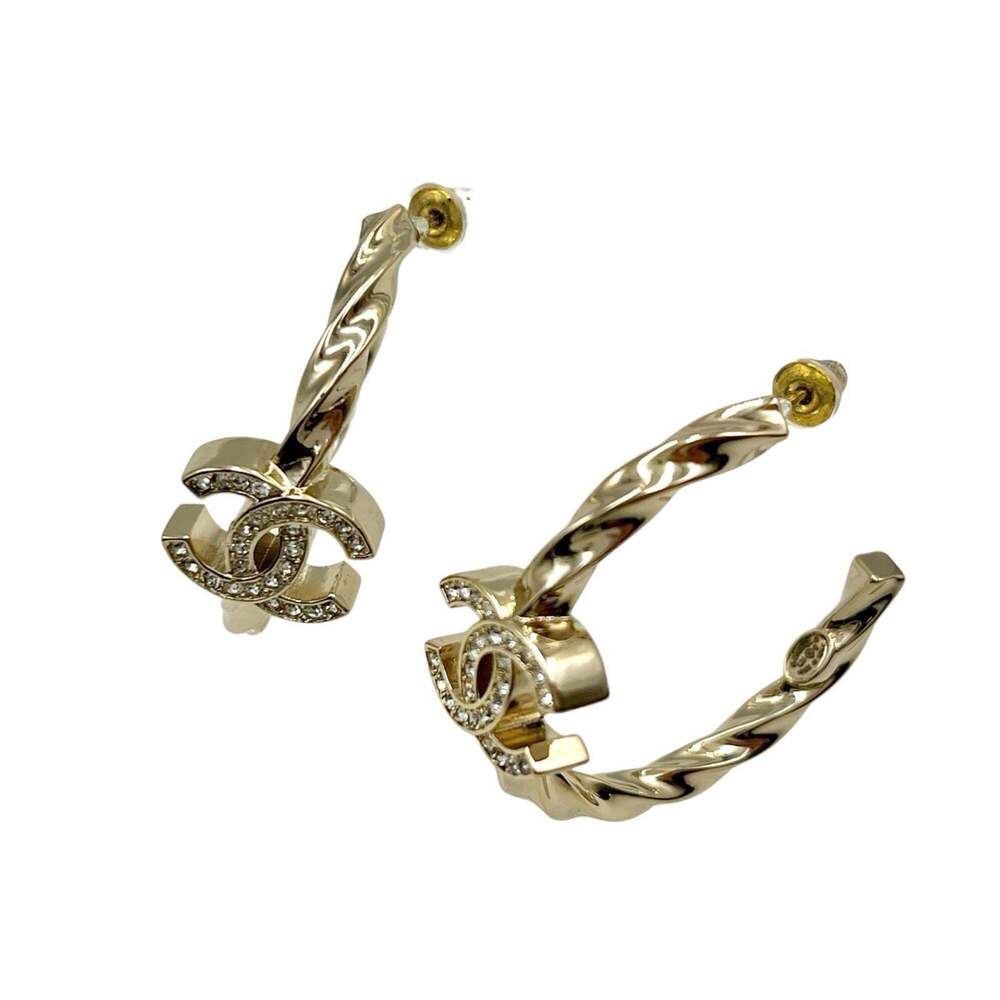 CHANEL Authentic Gold Logo Earrings - Picture 3 of 9